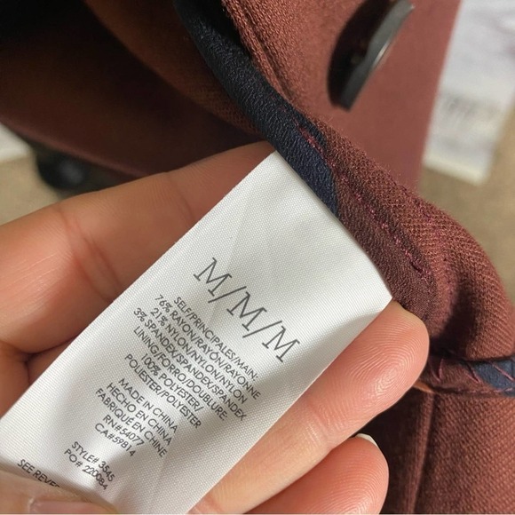 CABI BOSS 3 BUTTON MAROON LONG SLEEVE BLAZER LONG PEA COAT FALL JACKET - Picture 10 of 13